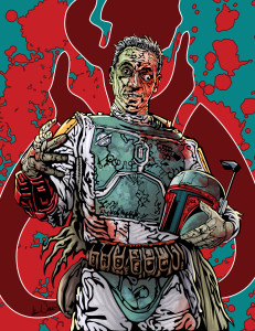 Zombie Fett by Adam Wallenta. This was created for the 2nd Annual ComiCONN Program Guide.